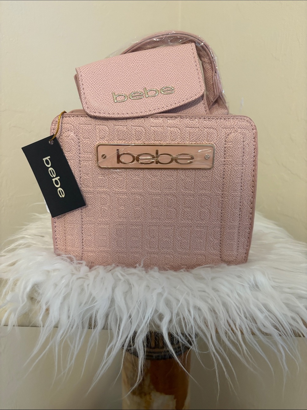 NWT Bebe 'Thea' Mini Satchel Crossbody in Powder Pink.